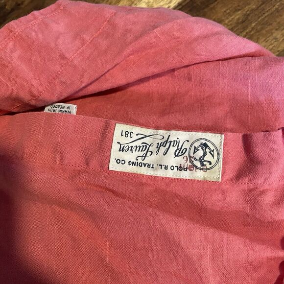 Polo Ralph Lauren Shirt Linen Button Up Vintage Preppy Custom Fit Mens Medium - Picture 7 of 8
